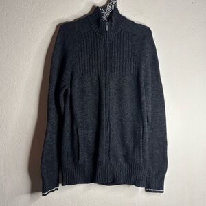 Icebreaker Spire long sleeve Cardigan Sweater charcoal gray merino wool large